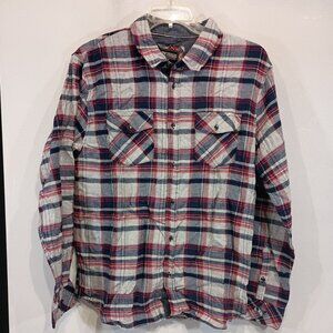 PX Premium Xpression Blue Plaid Long Sleeve Button Flannel Shirt Mens XL